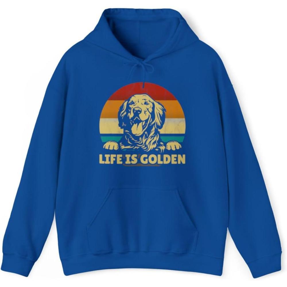 imageLife Is Golden Golden Retriever Hooded SweatshirtRoyal