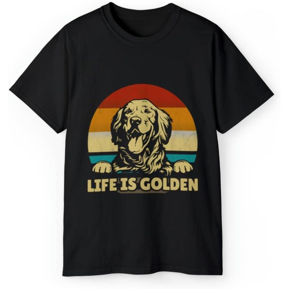 imageLife is Golden Golden Retriever TShirts 2XLarge Black