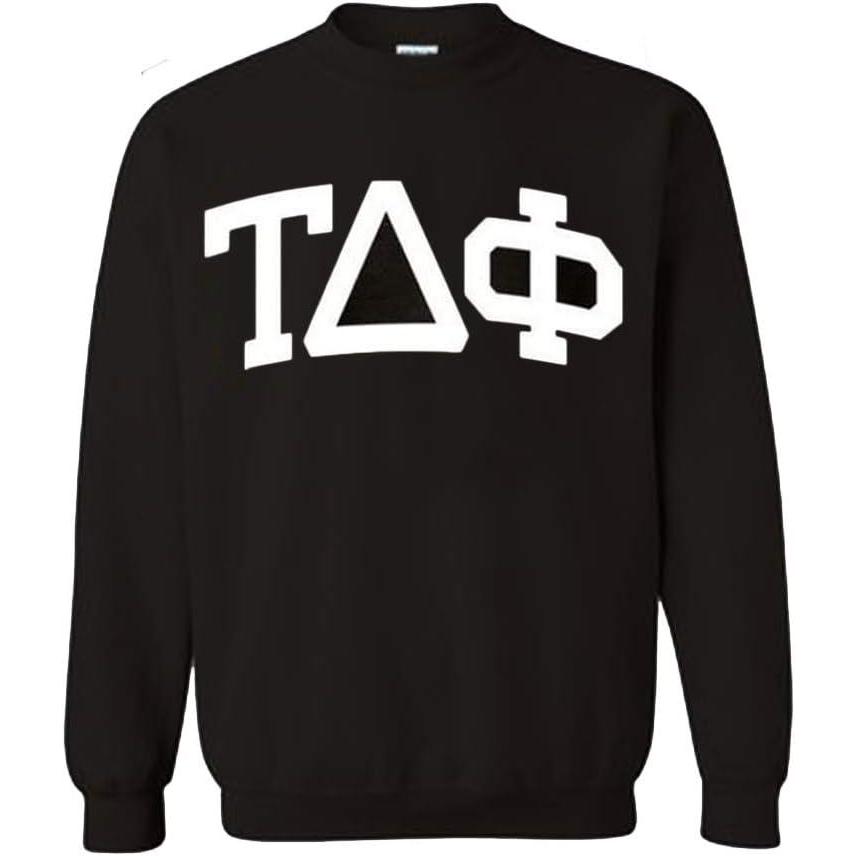 imageTau Delta Phi Arched Greek Letter Crewneck Sweatshirt BlackBlack