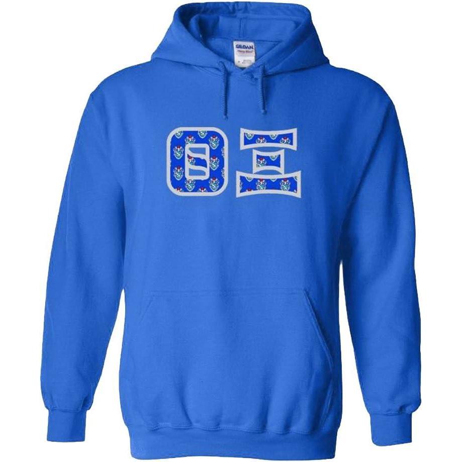 imageTheta Xi Fraternity Crest Twill Letter Hooded SweatshirtRoyal Blue