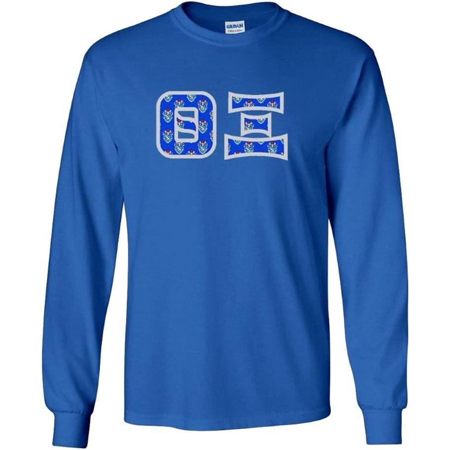imageTheta Xi Fraternity Crest Twill Letter Longsleeve TeeRoyal Blue