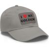 I Love My Golden Retriever Hat with Leather Patch(Grey W/ Grey Patch)
