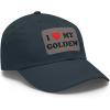 I Love My Golden Retriever Hat with Leather Patch(Navy W/ Grey Patch)