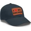 I Love My Golden Retriever Hat with Leather Patch(Navy W/ Light Brown Patch)