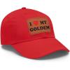 I Love My Golden Retriever Hat with Leather Patch(Red W/ Light Brown Patch)