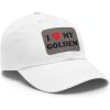 I Love My Golden Retriever Hat with Leather Patch(White W/ Grey Patch)