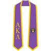 Alpha Kappa Lambda Greek 2 Tone Lettered Graduation Sash Stole(Purple W/Athletic Gold Trim)