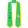 Alpha Sigma Tau AST Greek 2 Tone Lettered Graduation Sash Stole(Kelly Green W/Athletic Gold Trim)