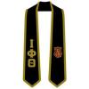 Iota Phi Theta Greek 2 Tone Lettered Graduation Sash Stole(Black W/Old Gold Trim)