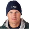 Tau Delta Phi Greek Letter Knit Cap(Navy Blue W/White Thread Color)