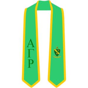 Alpha Gamma Rho Greek 2 Tone Lettered Graduation Sash Stole(Kelly Green W/Athletic Gold Trim)