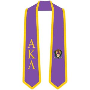 Alpha Kappa Lambda Greek 2 Tone Lettered Graduation Sash Stole(Purple W/Athletic Gold Trim)