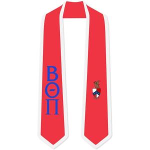 Beta Theta Pi Greek 2 Tone Lettered Graduation Sash Stole(Red W/White Trim)