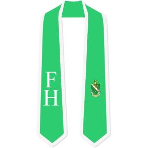 Farmhouse Greek 2 Tone Lettered Graduation Sash Stole(Kelly Green W/White Trim)