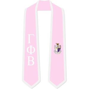 Gamma Phi Beta Greek 2 Tone Lettered Graduation Sash Stole(Pink W/White Trim)
