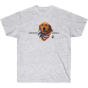 God Bless America – Golden Retriever T-Shirts(Ash)