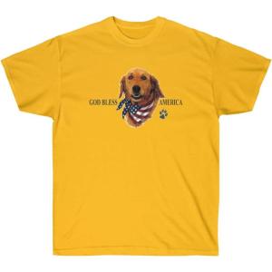 God Bless America – Golden Retriever T-Shirts(Gold)