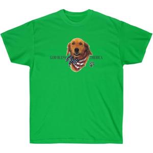 God Bless America – Golden Retriever T-Shirts(Irish Green)
