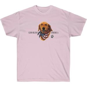 God Bless America – Golden Retriever T-Shirts(Light Pink)