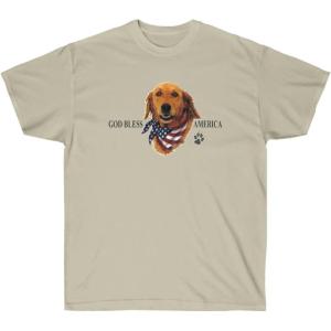 God Bless America – Golden Retriever T-Shirts(Sand)