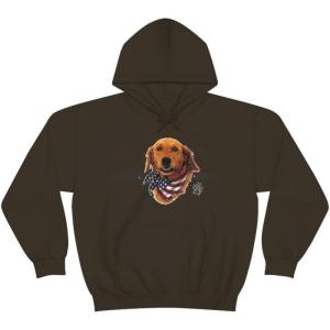 Golden Retriever – God Bless America Hooded Sweatshirt(Dark Chocolate)