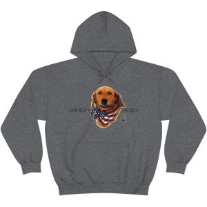 Golden Retriever – God Bless America Hooded Sweatshirt(Dark Heather)
