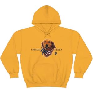 Golden Retriever – God Bless America Hooded Sweatshirt(Gold)