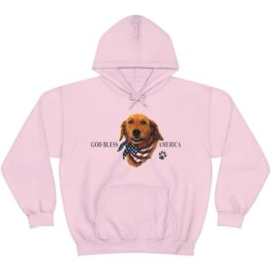 Golden Retriever – God Bless America Hooded Sweatshirt(Light Pink)