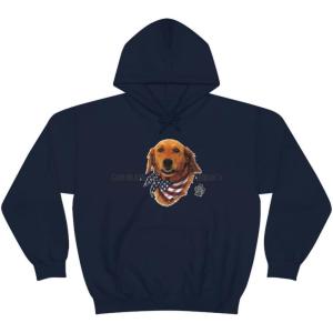 Golden Retriever – God Bless America Hooded Sweatshirt(Navy)