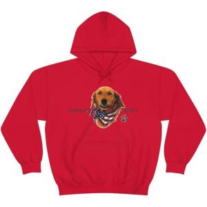Golden Retriever – God Bless America Hooded Sweatshirt(Red)