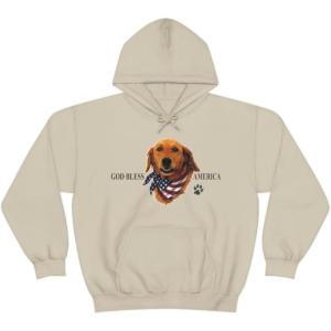 Golden Retriever – God Bless America Hooded Sweatshirt(Sand)