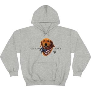 Golden Retriever – God Bless America Hooded Sweatshirt(Sport Grey)