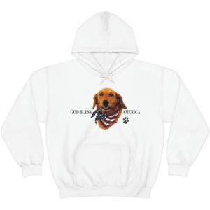 Golden Retriever – God Bless America Hooded Sweatshirt(White)