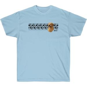 Golden Retriever Paw Prints T-Shirt – Golden Retriever T-Shirts(Light Blue)