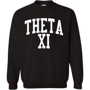 Greekgear Men’s Theta Xi BIG TEXT Crewneck Sweatshirt Black(Black)