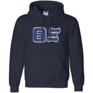Greekgear Theta Xi Lettered Hooded Sweatshirt(Navy Blue)