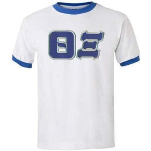 Greekgear Theta Xi Lettered Ringer Shirt(White/Royal Blue)