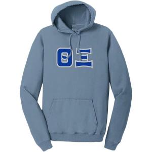 Greekgear Theta Xi Pigment-Dyed Lettered Hooded Sweatshirt(Mist)