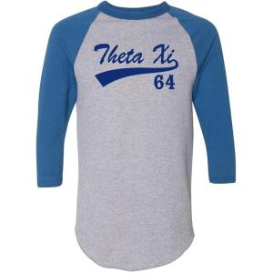 Greekgear Theta Xi Tail Year Raglan(Grey W/Royal Blue)