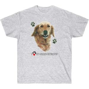 I Love My Golden Retriever Profile T-Shirt – Golden Retriever T-Shirts 2X-Large Ash