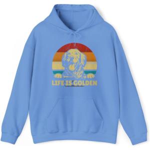 Life Is Golden Golden Retriever Hooded Sweatshirt(Carolina Blue)