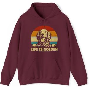 Life Is Golden Golden Retriever Hooded Sweatshirt(Maroon)