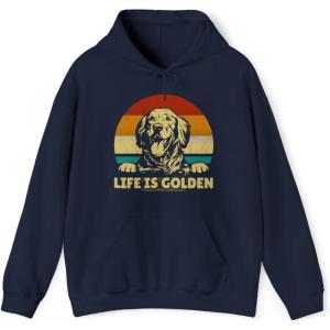 Life Is Golden Golden Retriever Hooded Sweatshirt(Navy)
