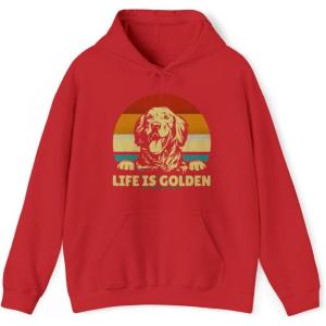 Life Is Golden Golden Retriever Hooded Sweatshirt(Red)