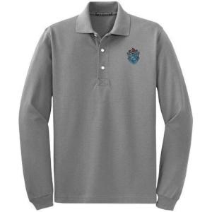 Theta Xi Crest – Shield Emblem Long Sleeve Polo(Cool Grey)