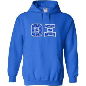 Theta Xi Fraternity Crest Twill Letter Hooded Sweatshirt(Royal Blue)
