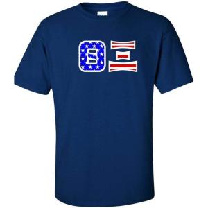 Theta Xi Greek Letter American Flag Tee(Royal Blue)