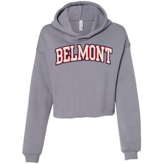 imageBelmont University Cropped Chenille Bella Canvas HoodieGrey Storm