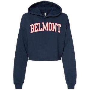 Belmont University Cropped Chenille Bella + Canvas Hoodie(Navy)