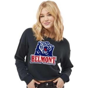 Belmont University Cropped Chenille Crew(Black)